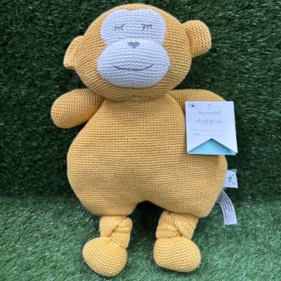 The Peanutshell Knitted Monkey Plush Cotton Soft Animal Baby Toy (New)