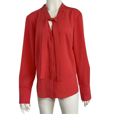 Veronika Maine Womens Size 12 Blouse Coral with Tie Detail