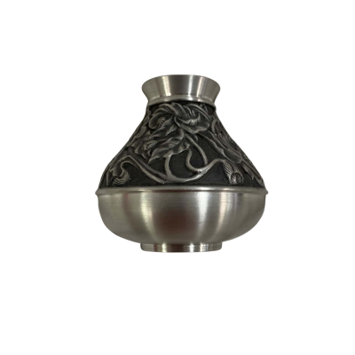 Royal Selangor Pewter Miniature Vase Silver Tone Engraving Floral Pattern