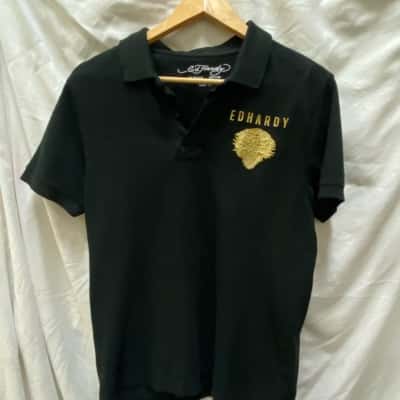 Ed Hardy Mens  Size S Polo Shirt Black  
