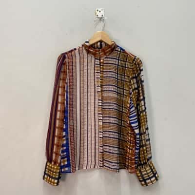 Zara Womens  Size XL Long Sleeve Sheer Shirt Multicoloured 