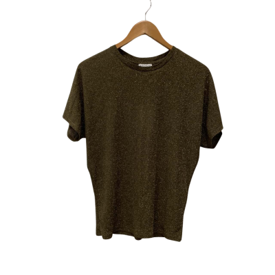 Witchery Womens  Size S Short Sleeve /Foliage Lurex Crew Neck Top Black  / Gold 