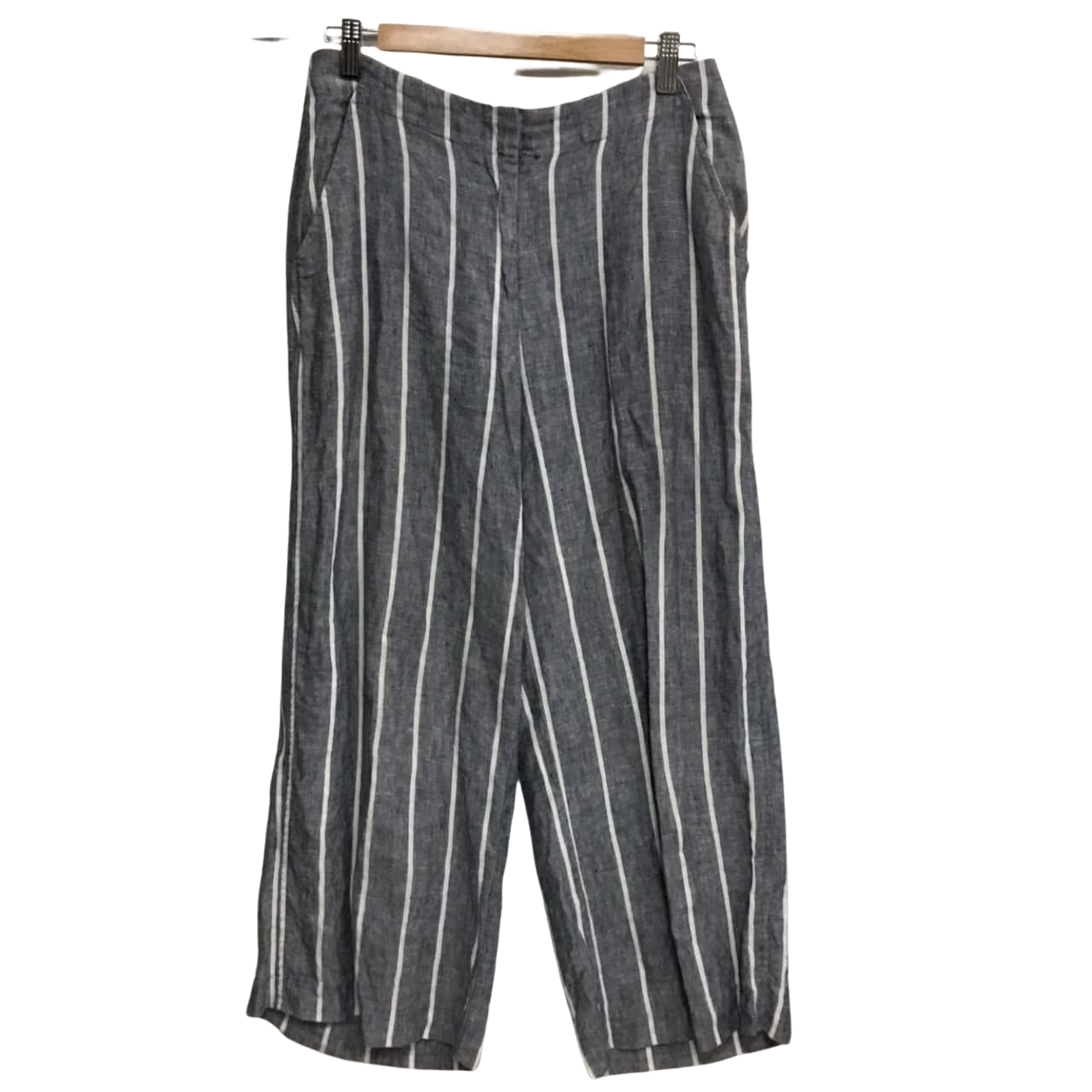 Max Linen Womens Size 8 Grey Striped Pants
