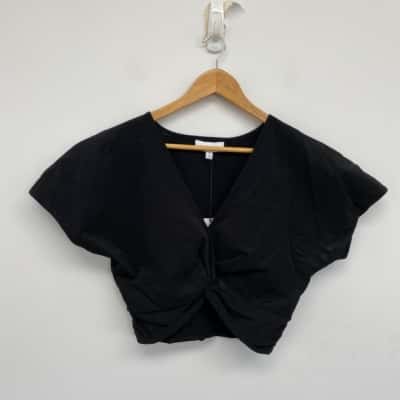 Witchery Black Knot Front Crop Top  Size M
