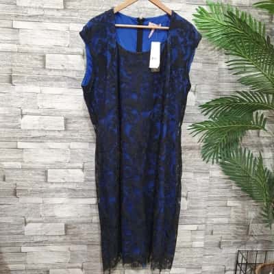 Millers Womens  Size 22 Bridal Dress / Floral Dress Black  / Blue 