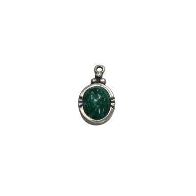 Carolyn Pollack Sterling Silver Signed Pendant With Green Turquoise 