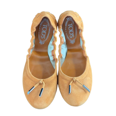 Tod's Scruch flexi sole Size 39 Suede Ballet Flats Orange 