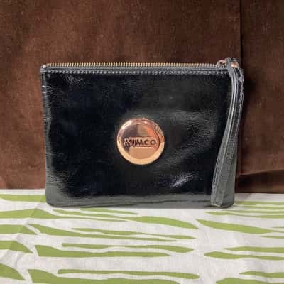 Mimco Black Gloss Leather Pouch 