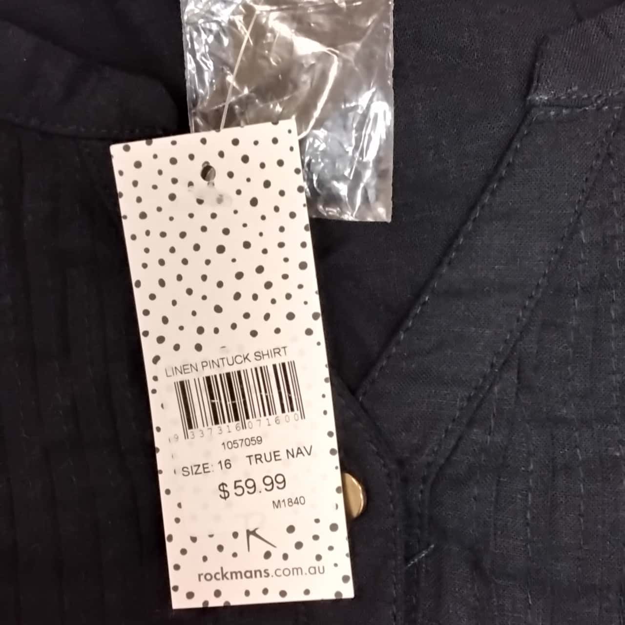 Rockmans Womens Size 16 Long Sleeve Navy Blue Shirt RRP 59.99(s)