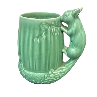 SYLVAC GREEN GLAZED ENGLISH POTTERY SQUIRREL VASE