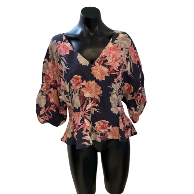 Portmans Womens  Size 12 Blouse Blue / Floral 