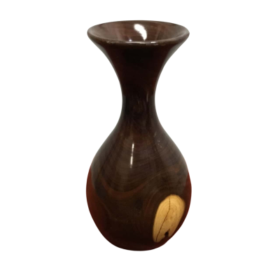 TIMBER MUSEUM & GALLERY Handcrafted Wooden Vase. App 11 CM Wide, 21 CM In Length. Brown
