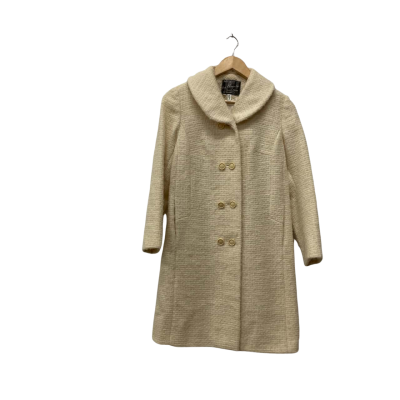 Vintage Created By Los Angeles Tailor Of Melbourne Size 12 Trench Coat Mohair/Wool Cream 