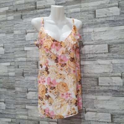 City Chic Womens  Size L Shoestring Strap Top Floral / Multicoloured / Pink  / White 