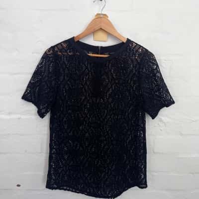 Banana Republic Womens  Size S Short Sleeve Top Navy Blue 