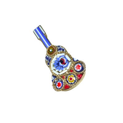 Gold Toned Mosaic Glass Guitar Brooch 