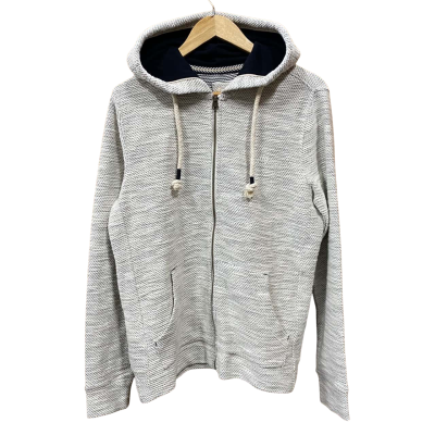 Fat Face Cream Woven Knit Hoodie Size S