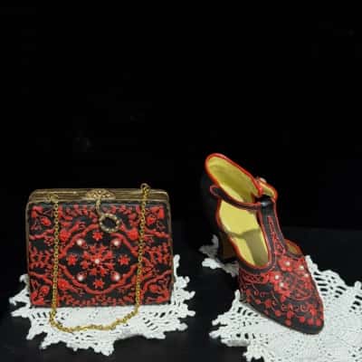 Porcelain shoe and bag figurines