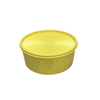Vintage Yellow Tupperware Servalier Canister With Starburst Lid