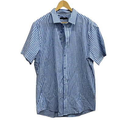 David Jones Men’s Blue Short Sleeve Shirt Striped Size L