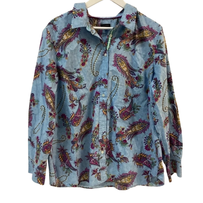 Talbots Womens Size XL Long Sleeve Shirt Blue 