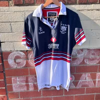 Hong Kong Rugby Top Size 16 Navy Blue / Striped / White 