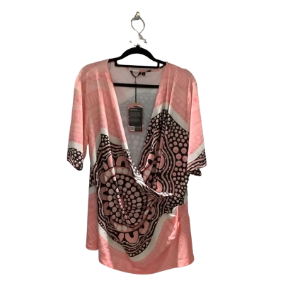 BNWT Yarn Womens Short Sleeve Top Black/Pink/White 