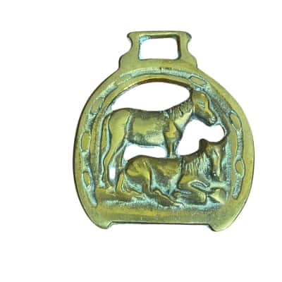 Vintage horse brass . 2 horses design 
