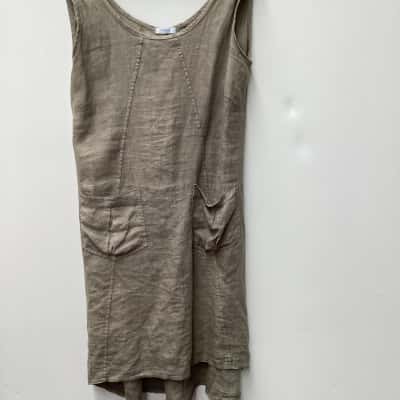  Womens linen  Size L Casual Dress Green / Khaki 