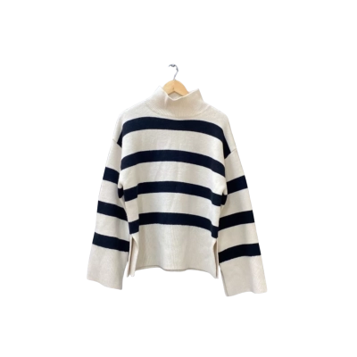 H&M Size S Turtleneck Jumper Beige/Black/Multicoloured/Striped BNWT