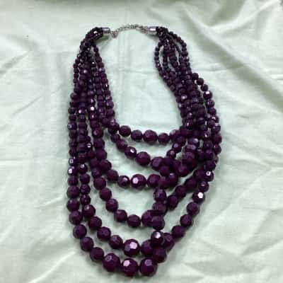  Womens multistrand Beaded Necklace Purple Lovisa