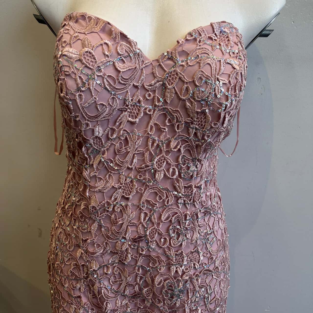Alria Couture Women's Label Size 10 Lace Sleeveless Gown Pink (s ...