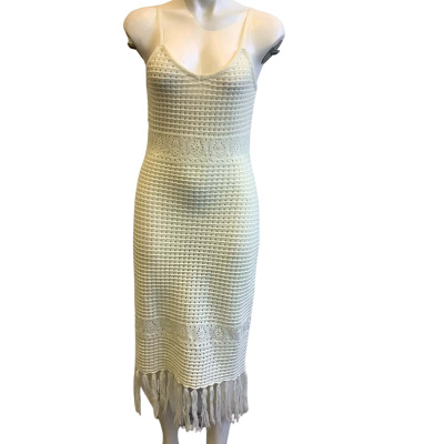 BNWT Billions & Trillions Women's Size S Crochet Knit Sleeveless Midi Dress Cream 