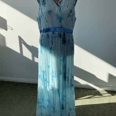  Womens  Size XL Bridesmaid Dress Blue / Pattern 