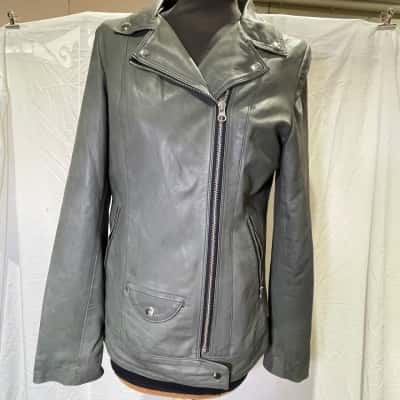 Dory’s Size 8 Leather Jacket Grey 