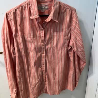 Thomas Cook Womens  Size 16 Long Sleeve Shirt Brown / Pink  / Striped / White 