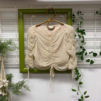 Alice McCall Womens Like a Woman Top Gold / Nude / Polka Dot Size 12 RRP $260