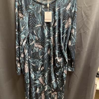 Wayne Cooper Womens Size 18 Blue/Green Leafy Dress