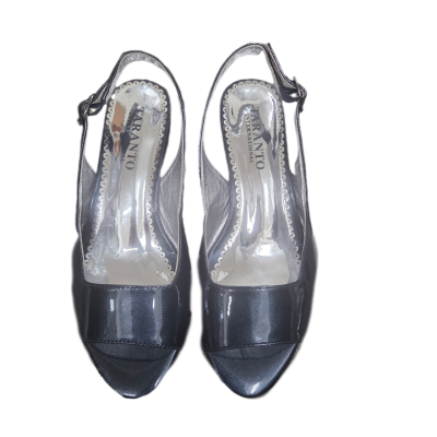 Taranto International Black Patent Slingback Block Heel Sandals – Size 37
