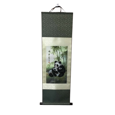 Decorative Pattern Silk Chinese Panda Wall Scroll Hanging Picture