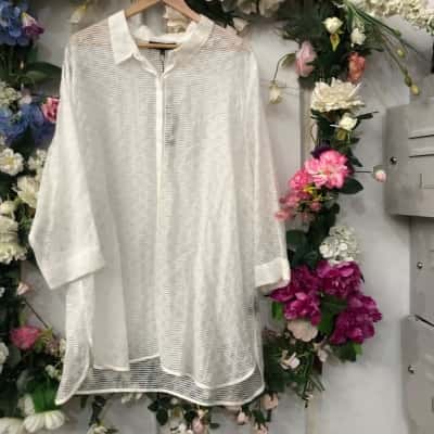 NWT Maggie T size 24,  off-White opaque blouse 