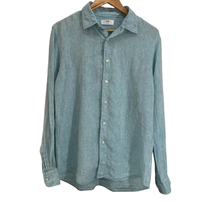 Uniqlo Mens Blue Linen Long Sleeve Shirt