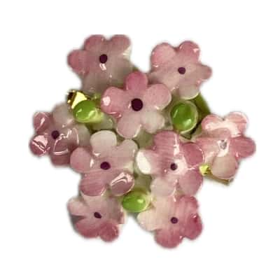  Womens Vintage Toneva Porcelain Flower Brooch Pink  