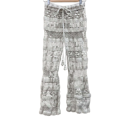 Akoia Bali Womens Size S/M Cream Crochet Cropped Pants 