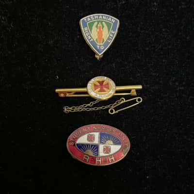 Lot of 3 Vintage Tasmanian Nurses Pin Badges