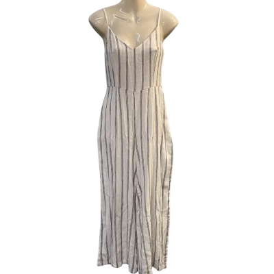 Milk & Honey Womens Size 8 Jumpsuit Black/Off White/Pinstriped