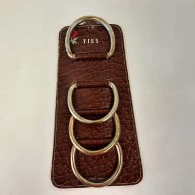 Vintage Hitchkok Mens Brown Leather Tie Rack 