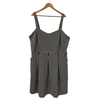 City Chic Womens  Size XL Wide Strap Dress Navy Blue / White / Striped 