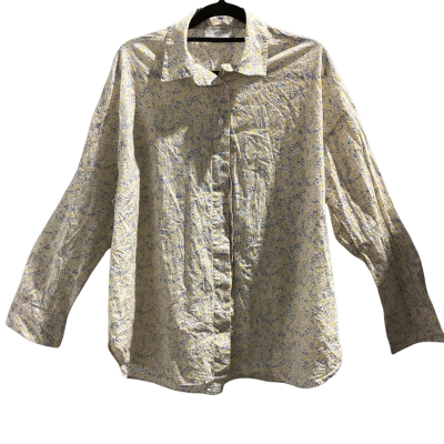 Sportscraft Womens  Size 12 Blouse Blue and Yellow Floral Print Liberty Fabric 