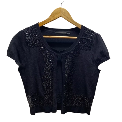 Events Womens Black Sequin Cardigan Size S  